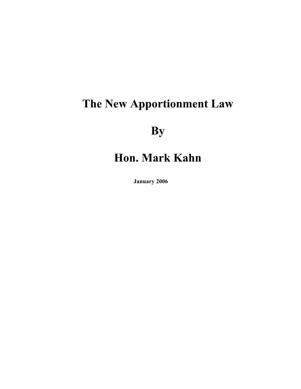 The New Apportionment Law