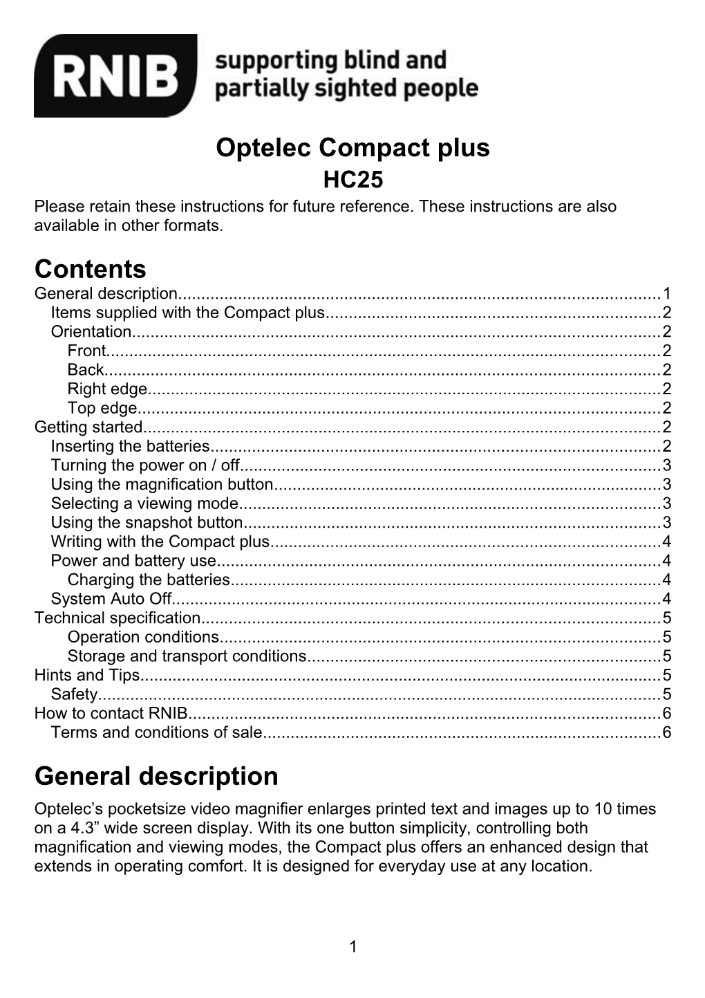 Optelec Compact Plus