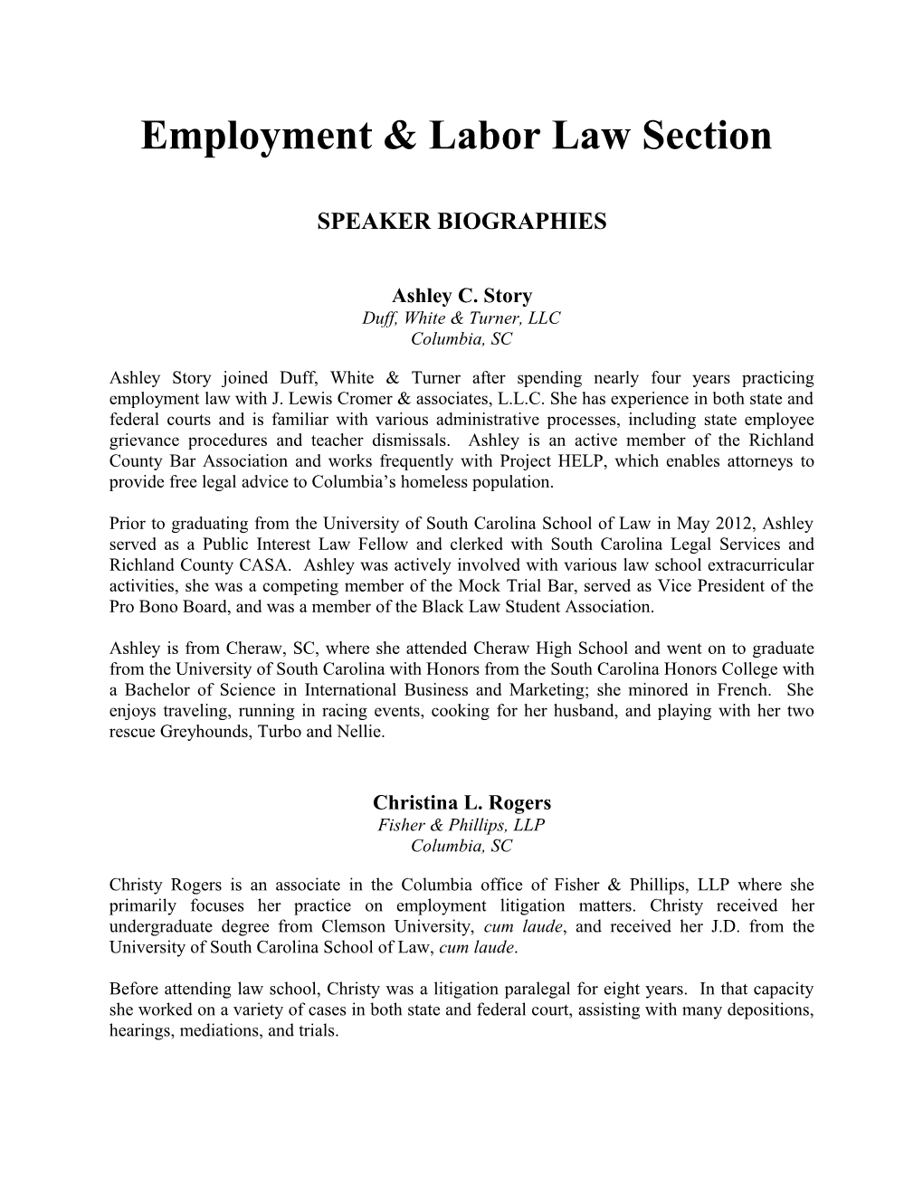 Employment & Labor Law Section