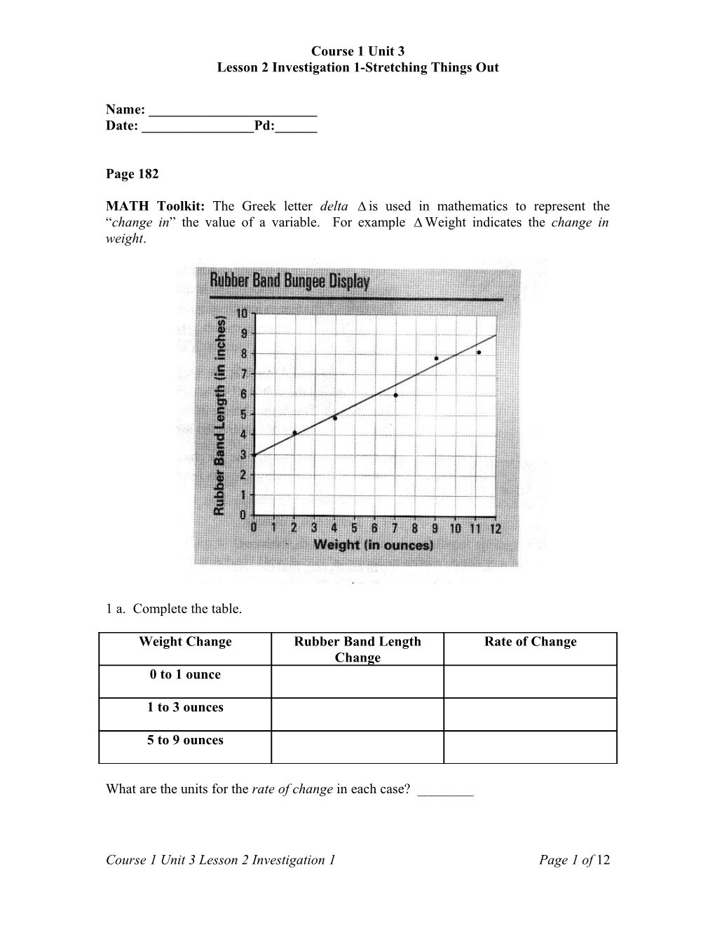 Lesson 2 Investigation 1-Stretching Things Out