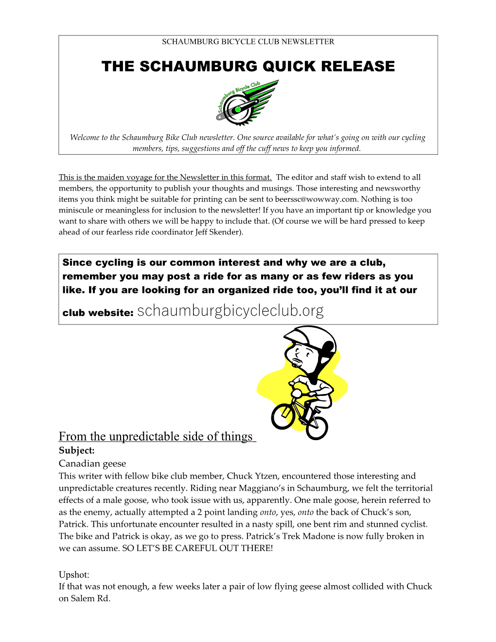 Schaumburg Bicycle Club Newsletter