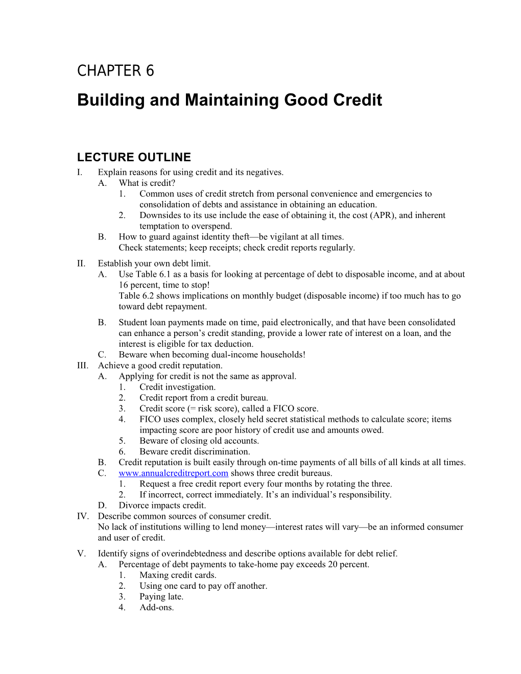 Building and Maintaining Good Credit