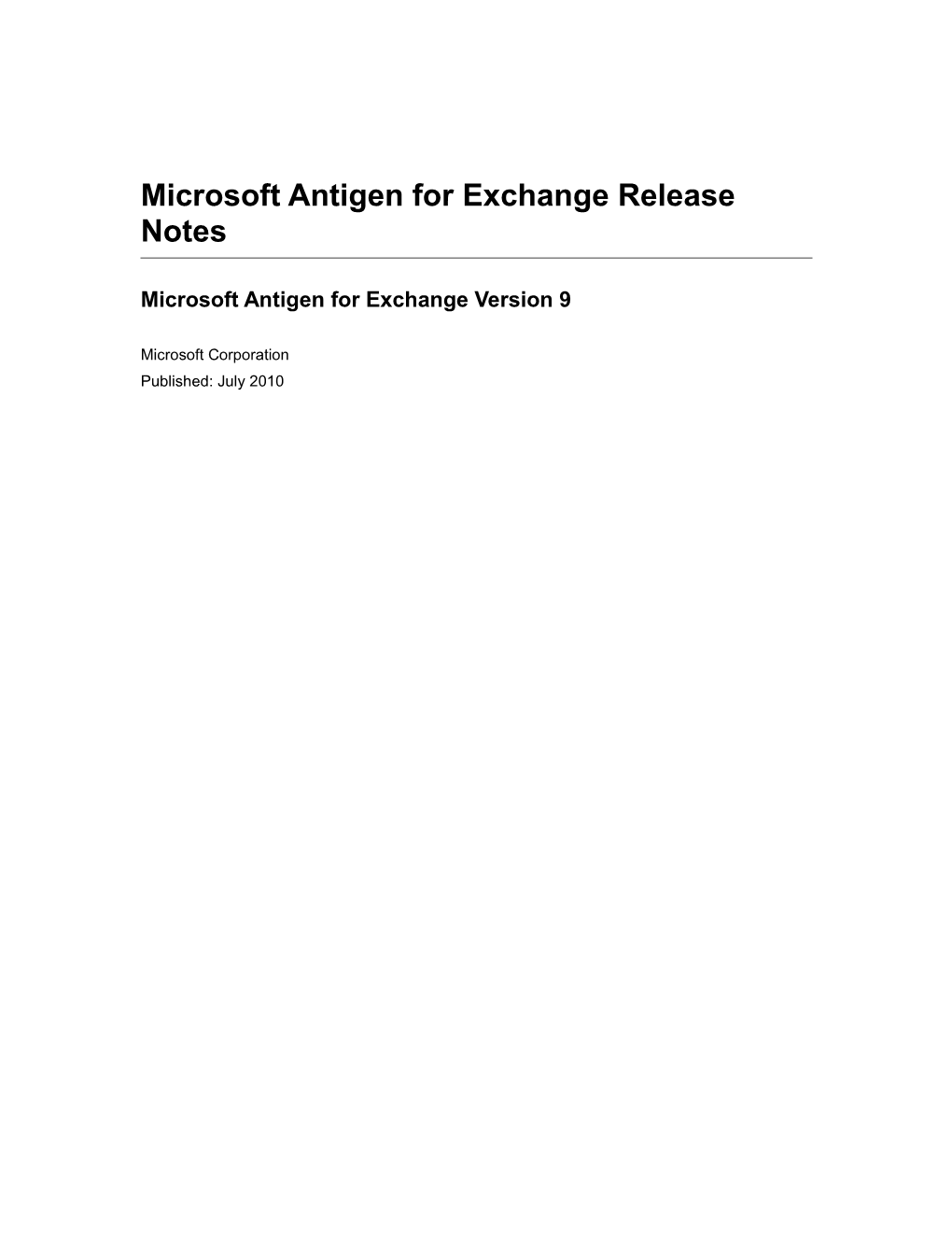 Microsoft Antigen for Exchange Release Notes