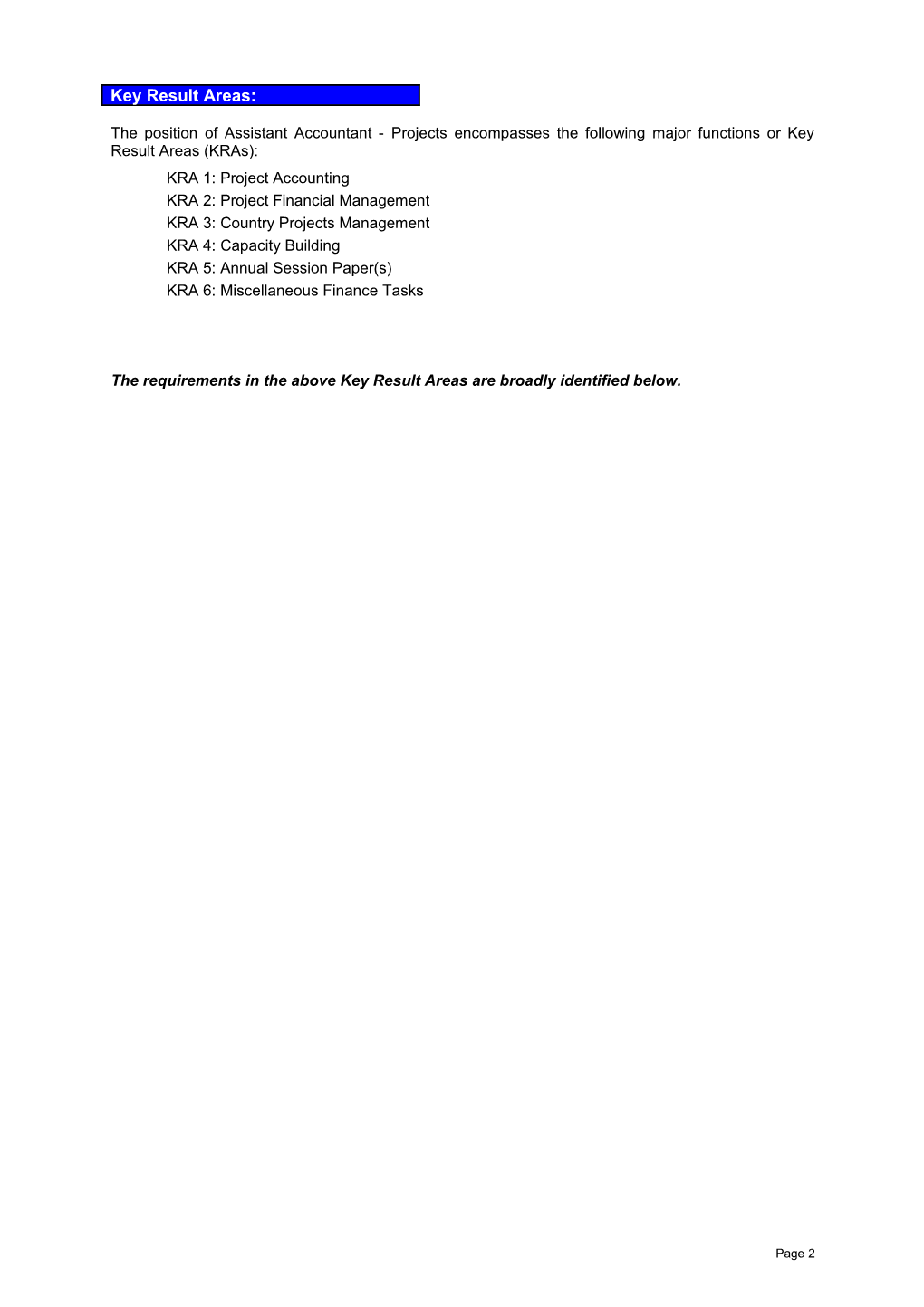 SOPAC Division Finance Team Structure