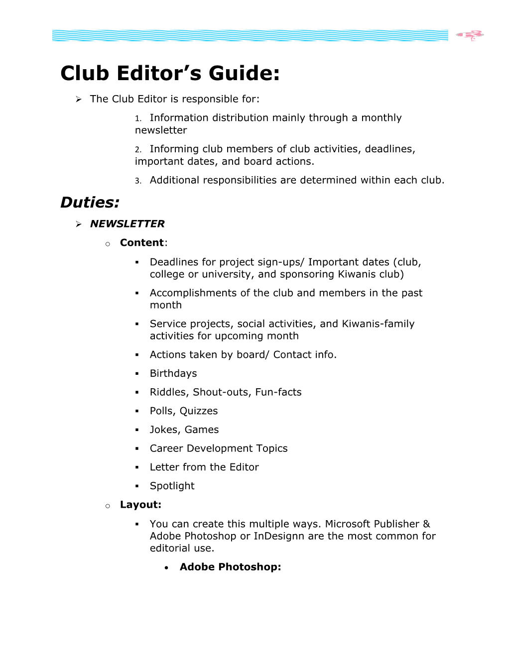 Club Editor S Guide