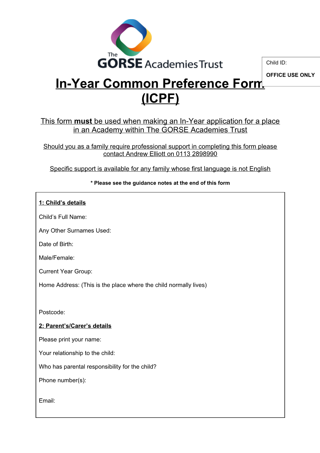 In-Year Common Preference Form (ICPF)