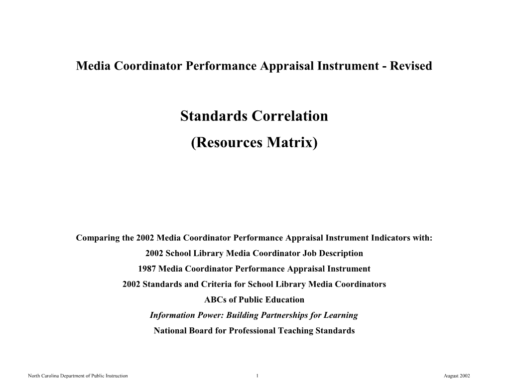 Media Coordinator Performance Appraisal Instrument - Revised