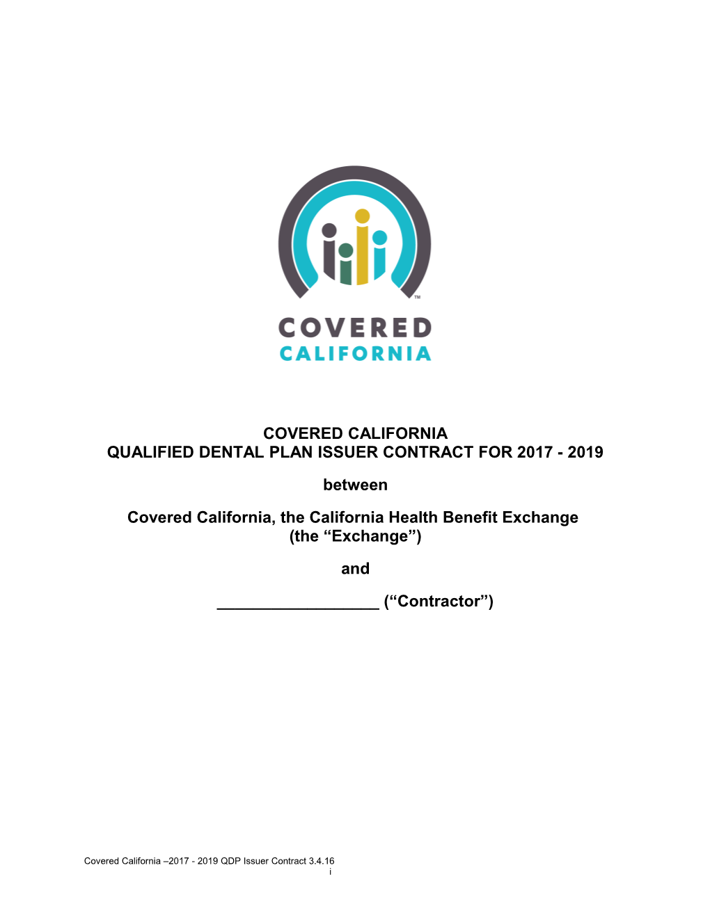 Covered California Qualified Dental Plan Issuer Contractfor2017 - 2019