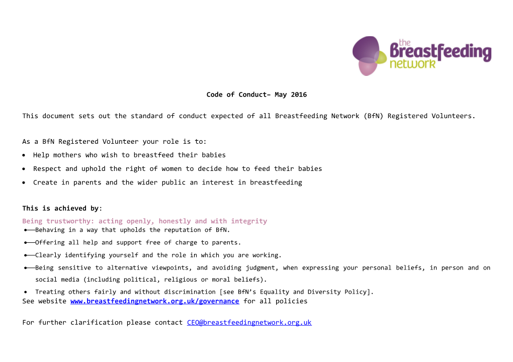 As a Bfn Registered Volunteer Your Role Is To