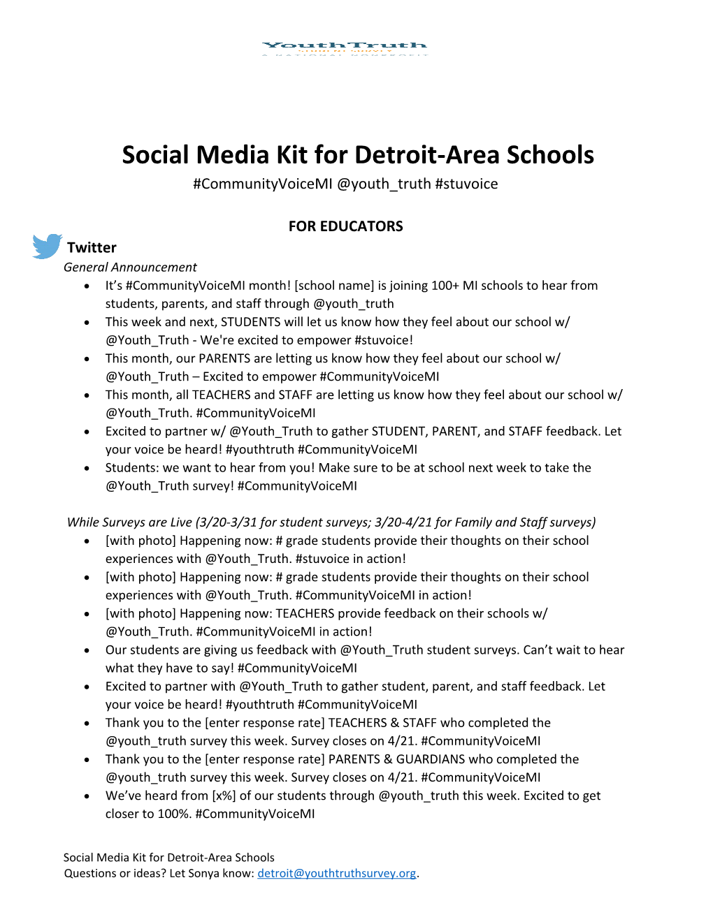 Social Media Kit for Detroit-Area Schools
