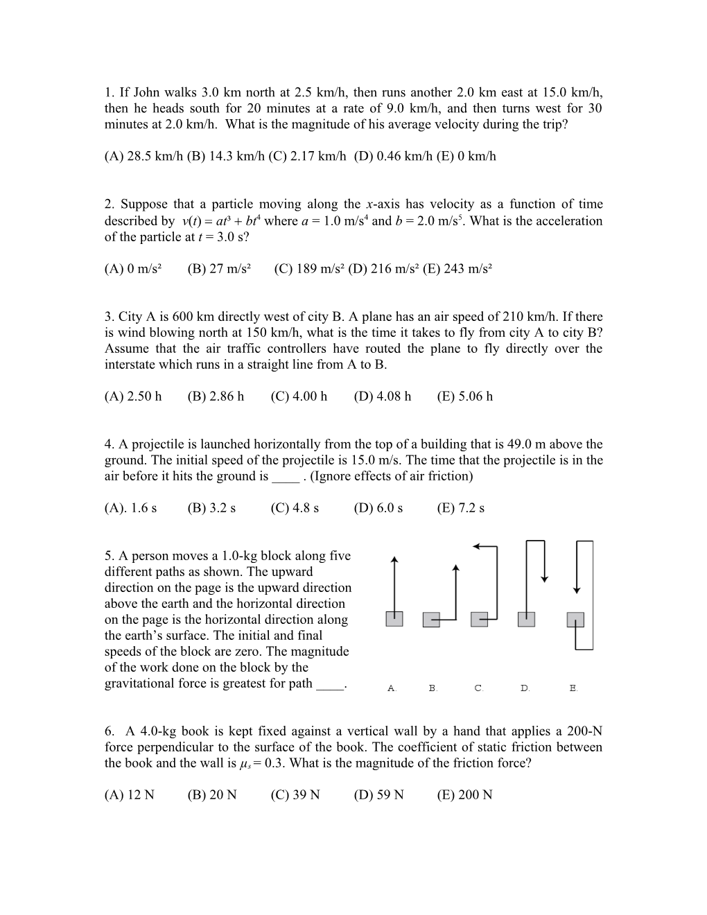 Physics Practice Exam