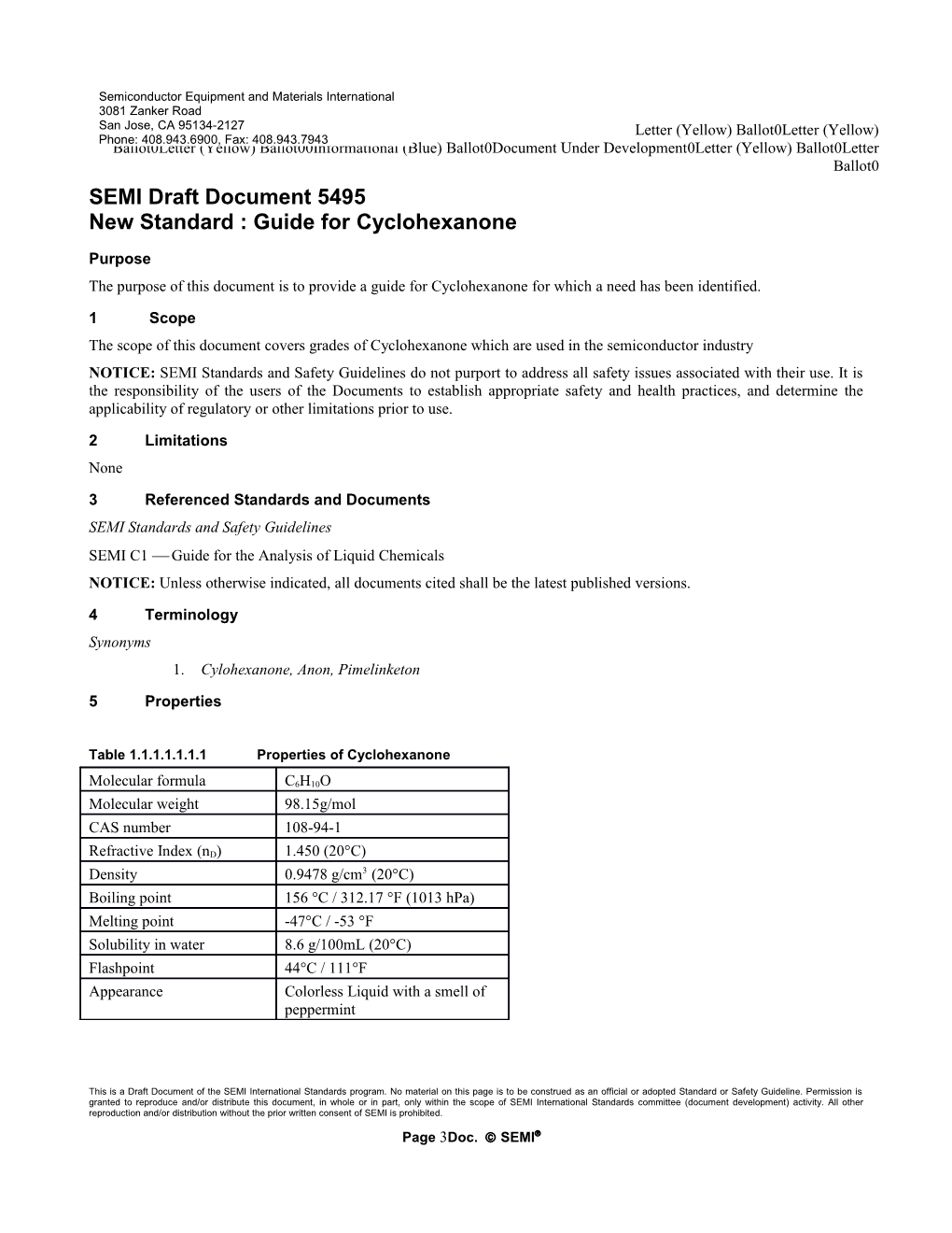 Background Statement for SEMI Draft Document 5495