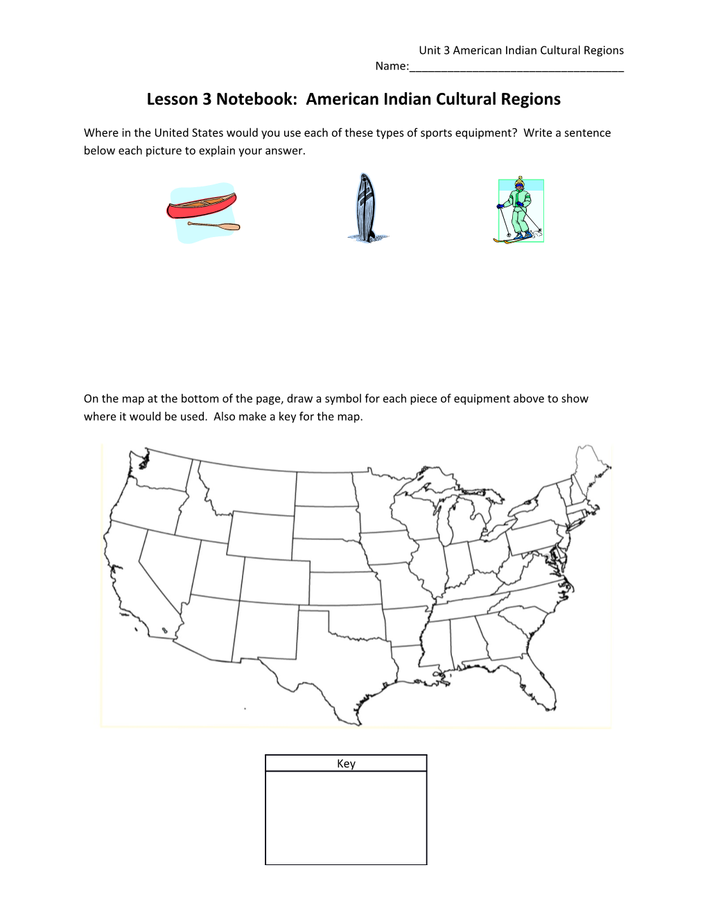 Lesson 3 Notebook: American Indian Cultural Regions