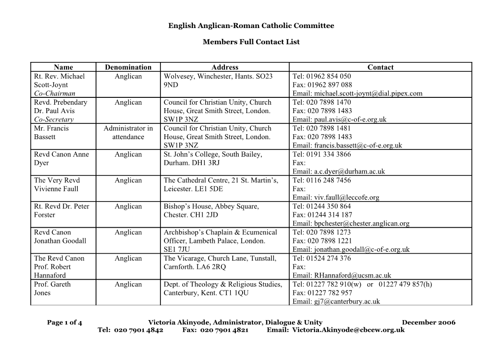 Committee for Other Faiths