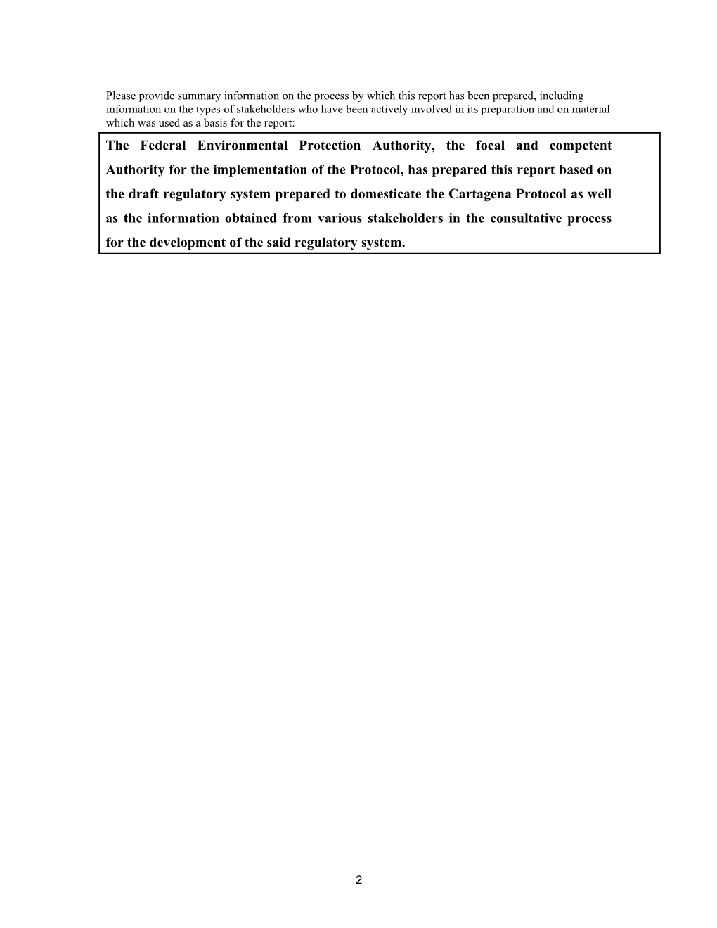 Interim Report on Implementation of the Cartagena Protocol on Biosafety - Ethiopia (English