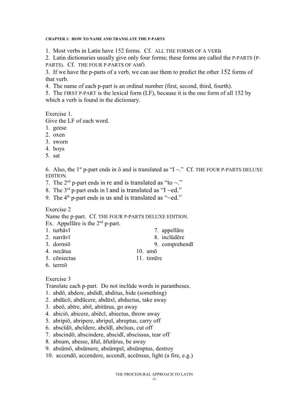 Chapter 1: How to Name and Translate the Principal Parts