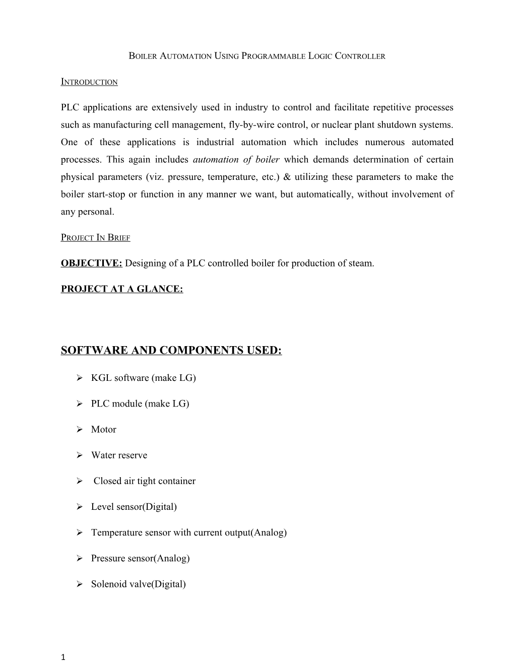 Boiler Automation Using Programmable Logic Controller