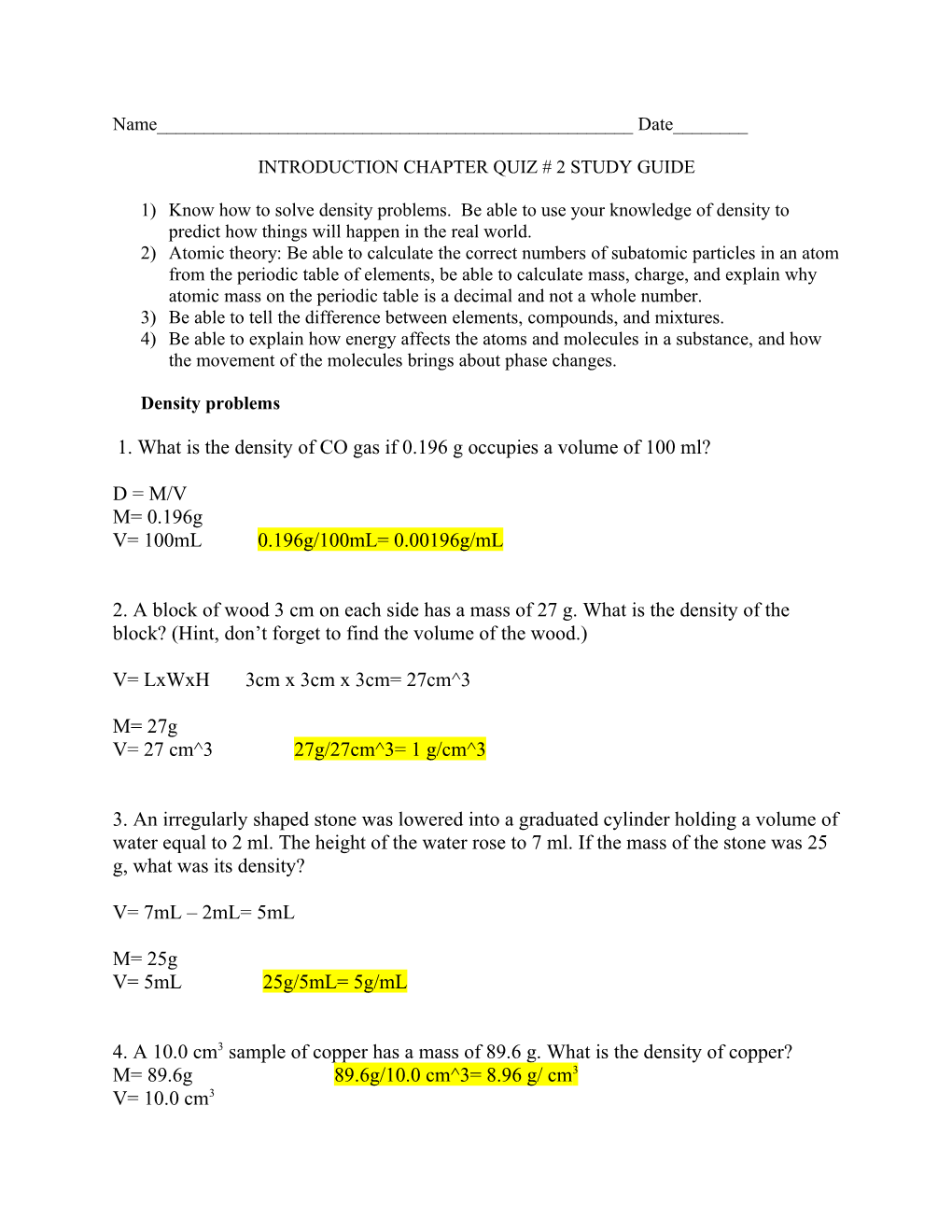 Introduction Chapter Quiz # 2 Study Guide