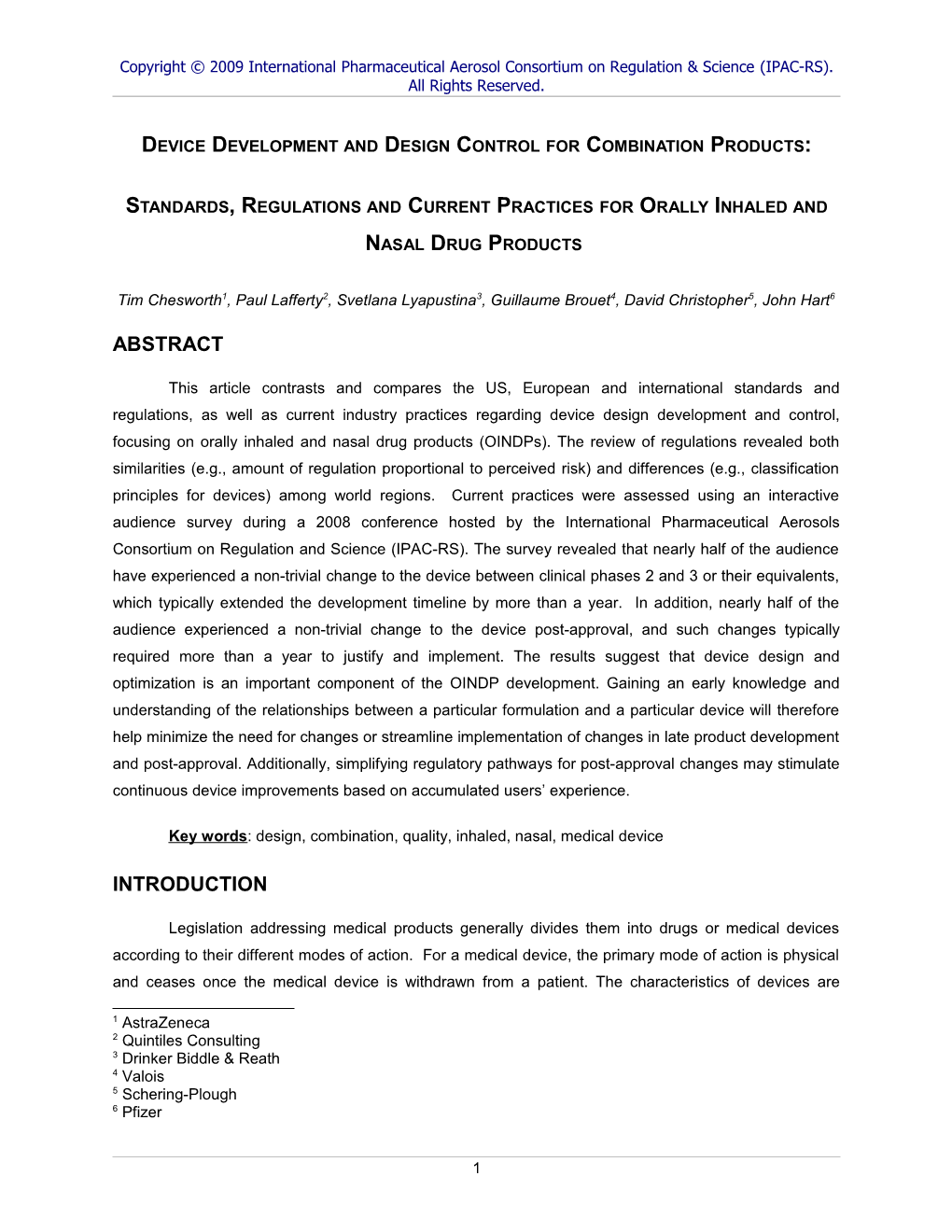 Current Practices in Device Design Control for Orally Inhaled and Nasal Drug Products