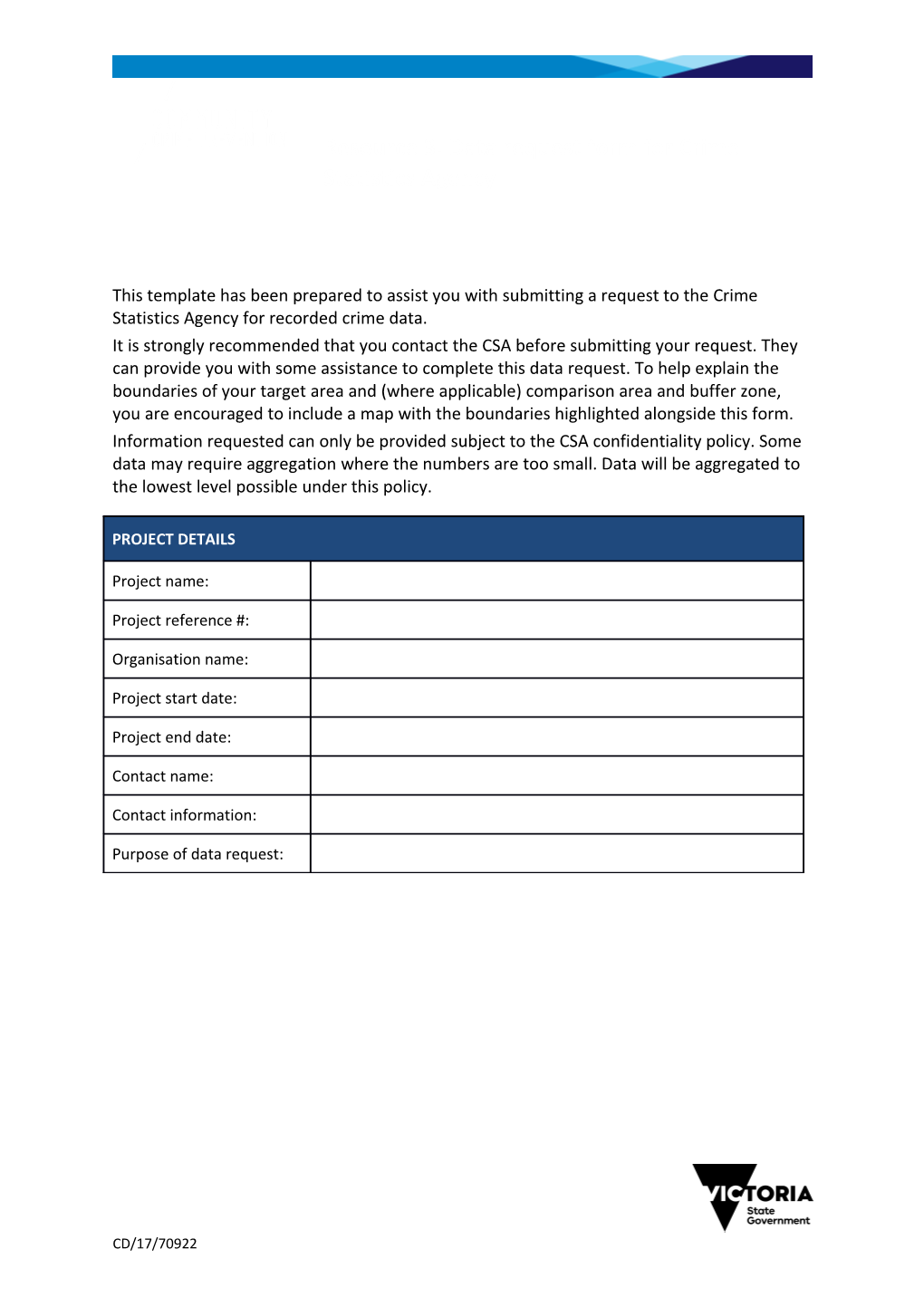 Resource 3: Data Request Form for Crime Statistics Agency