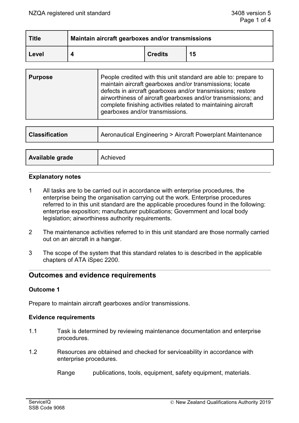 3408 Maintain Aircraft Gearboxes And/Or Transmissions