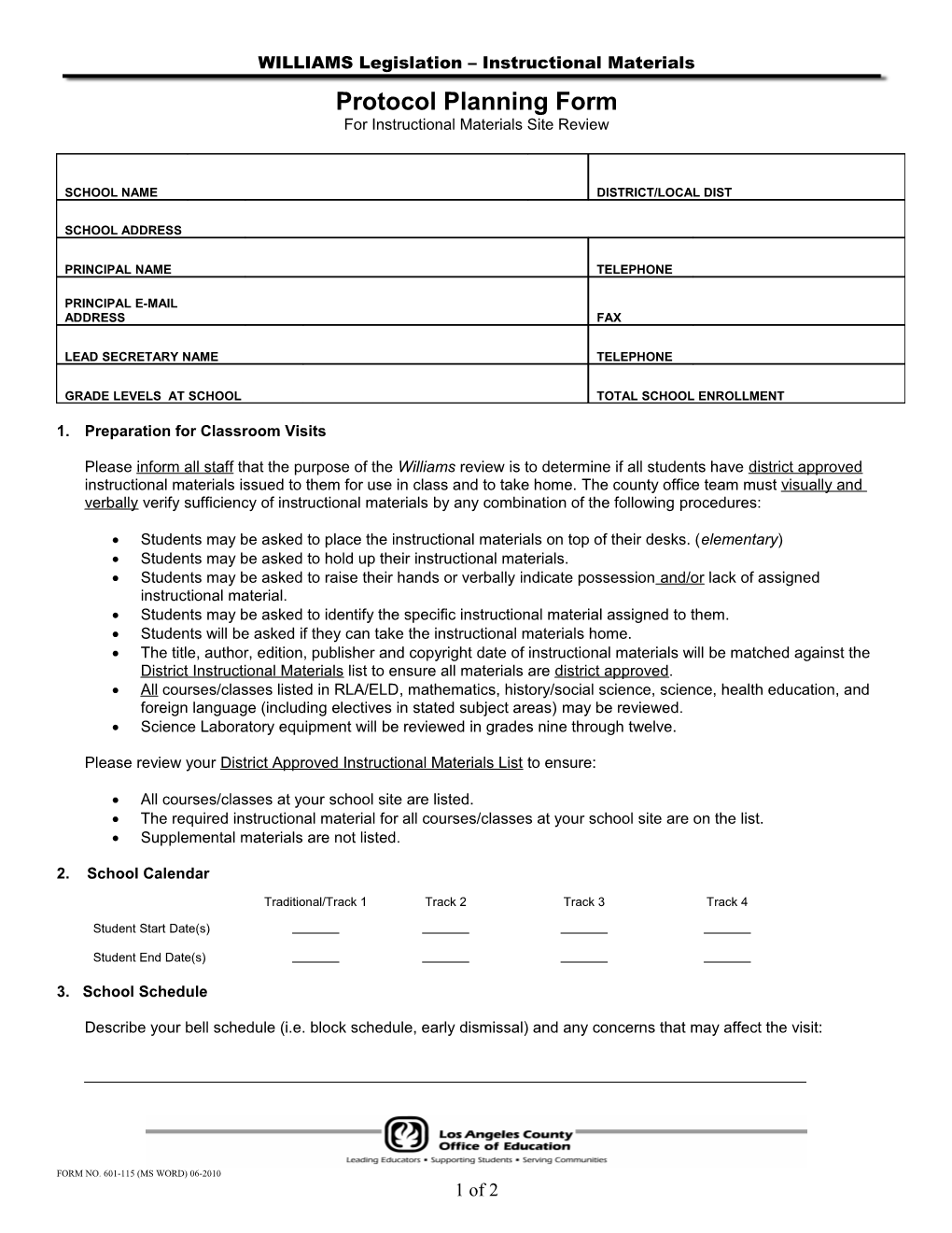 Protocol Planning Form