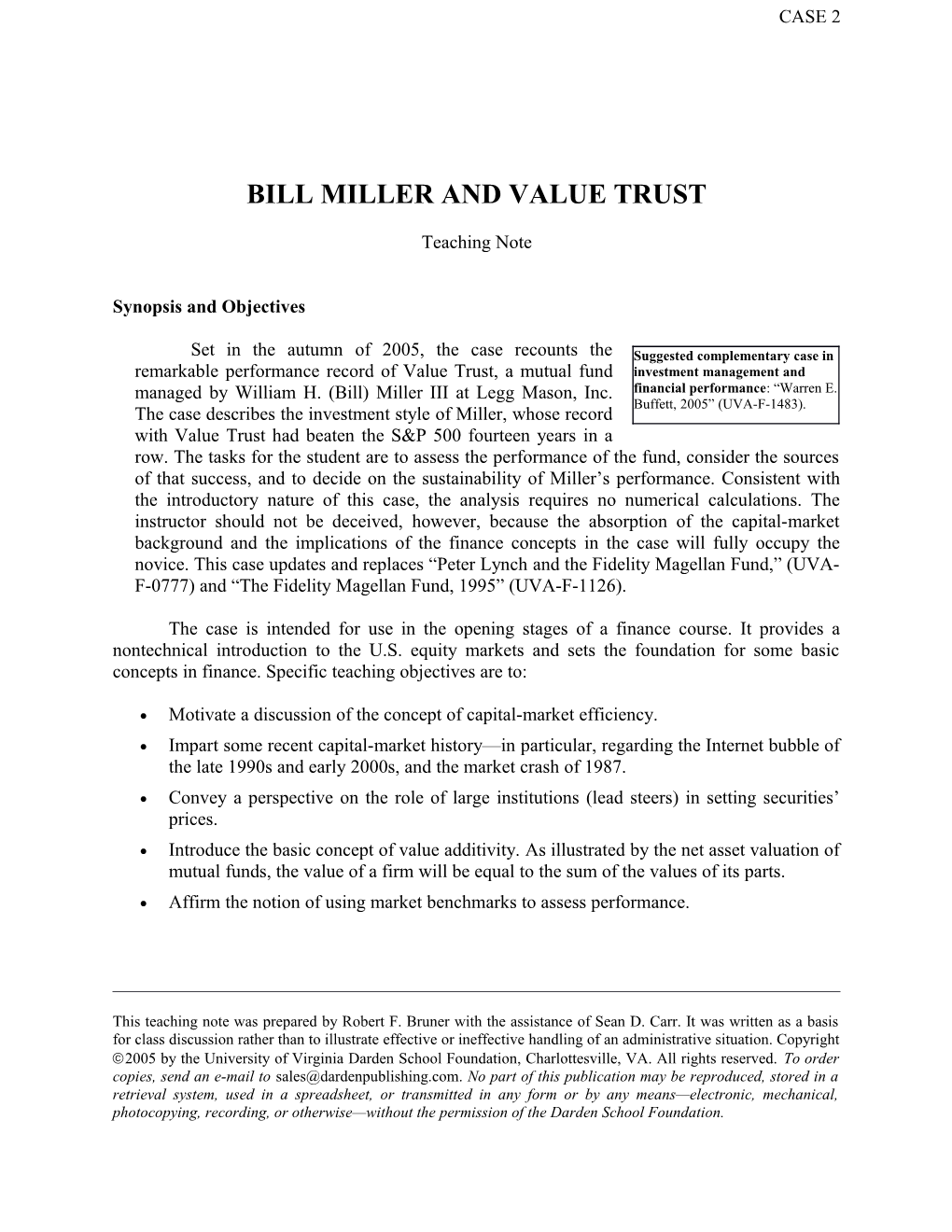 Bill Miller and Value Trust (TN)