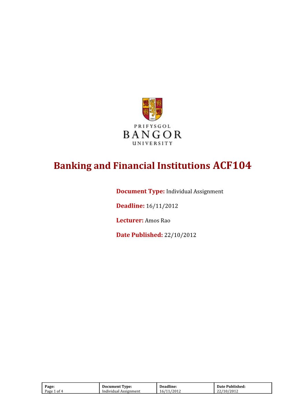 Banking and Financial Institutions ACF104