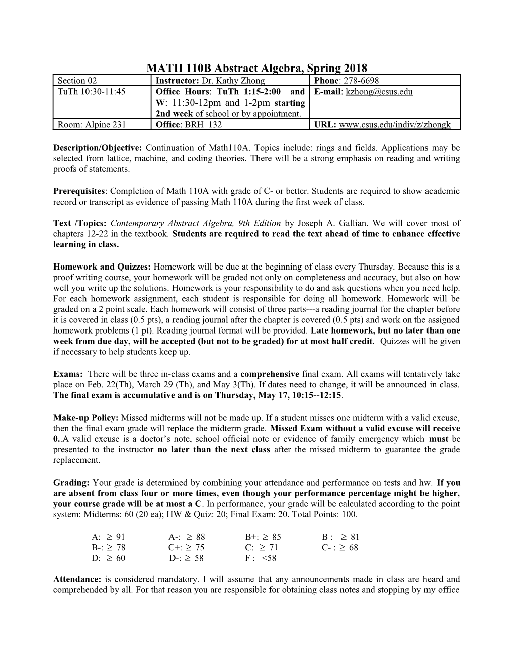 MATH 031 Calculus II Fall 2003