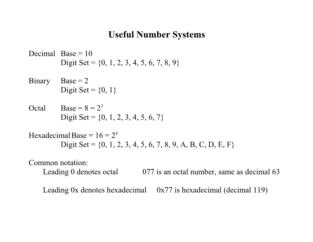 Useful Number Systems
