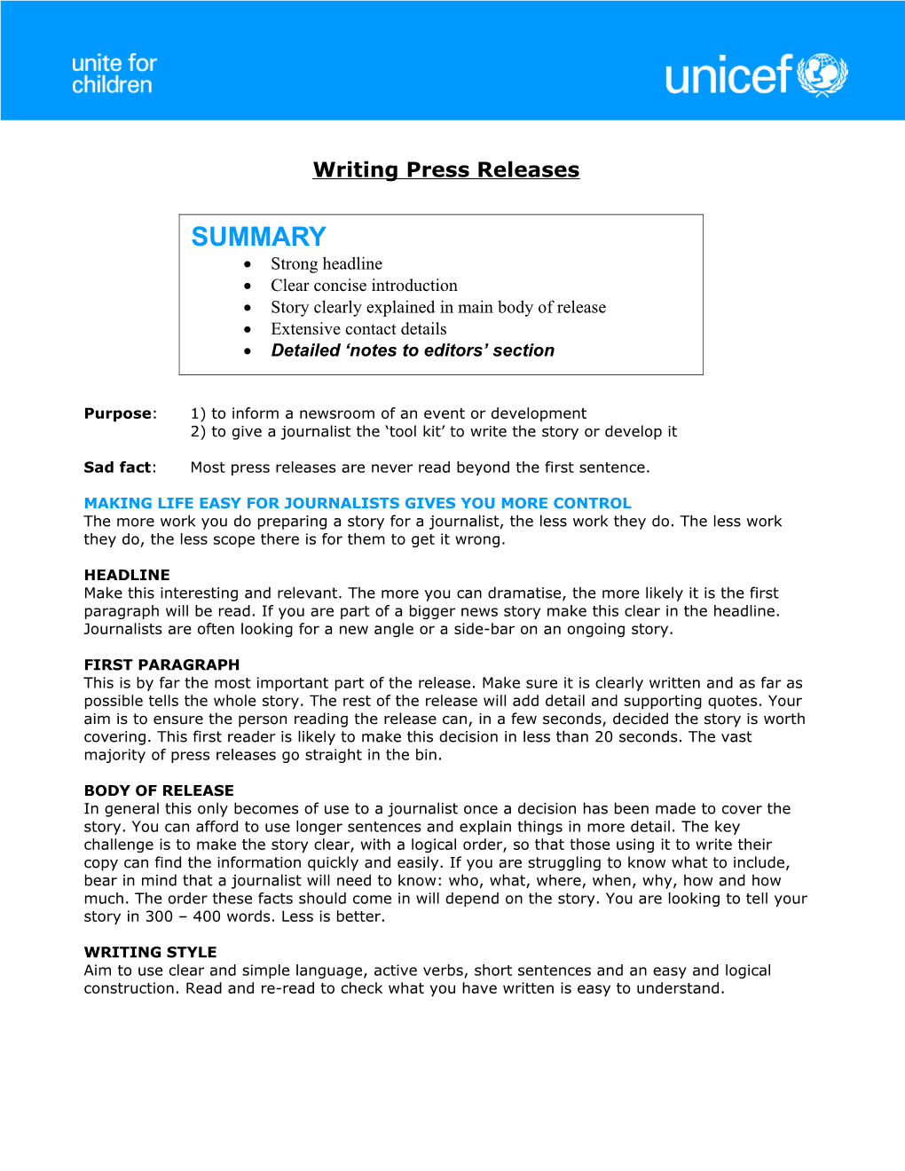 Writing Press Releases