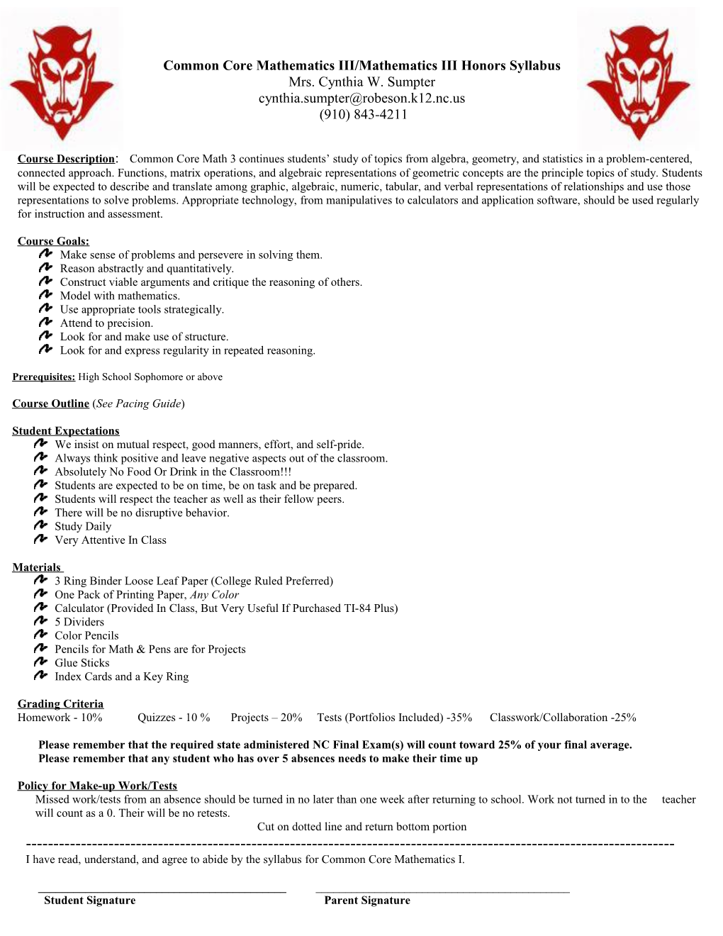 Common Core Mathematics III/Mathematics III Honors Syllabus