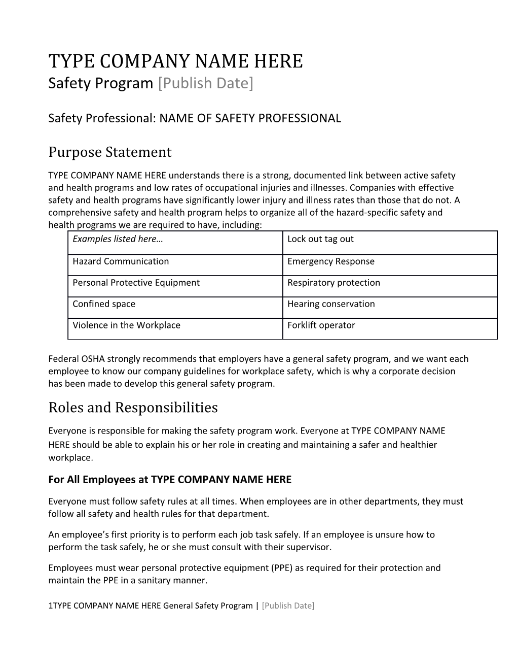 NTE Safety Program