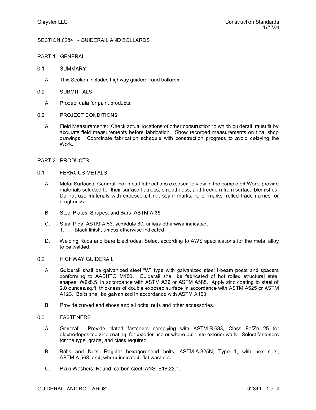 Section 02841 - Guiderail and Bollards