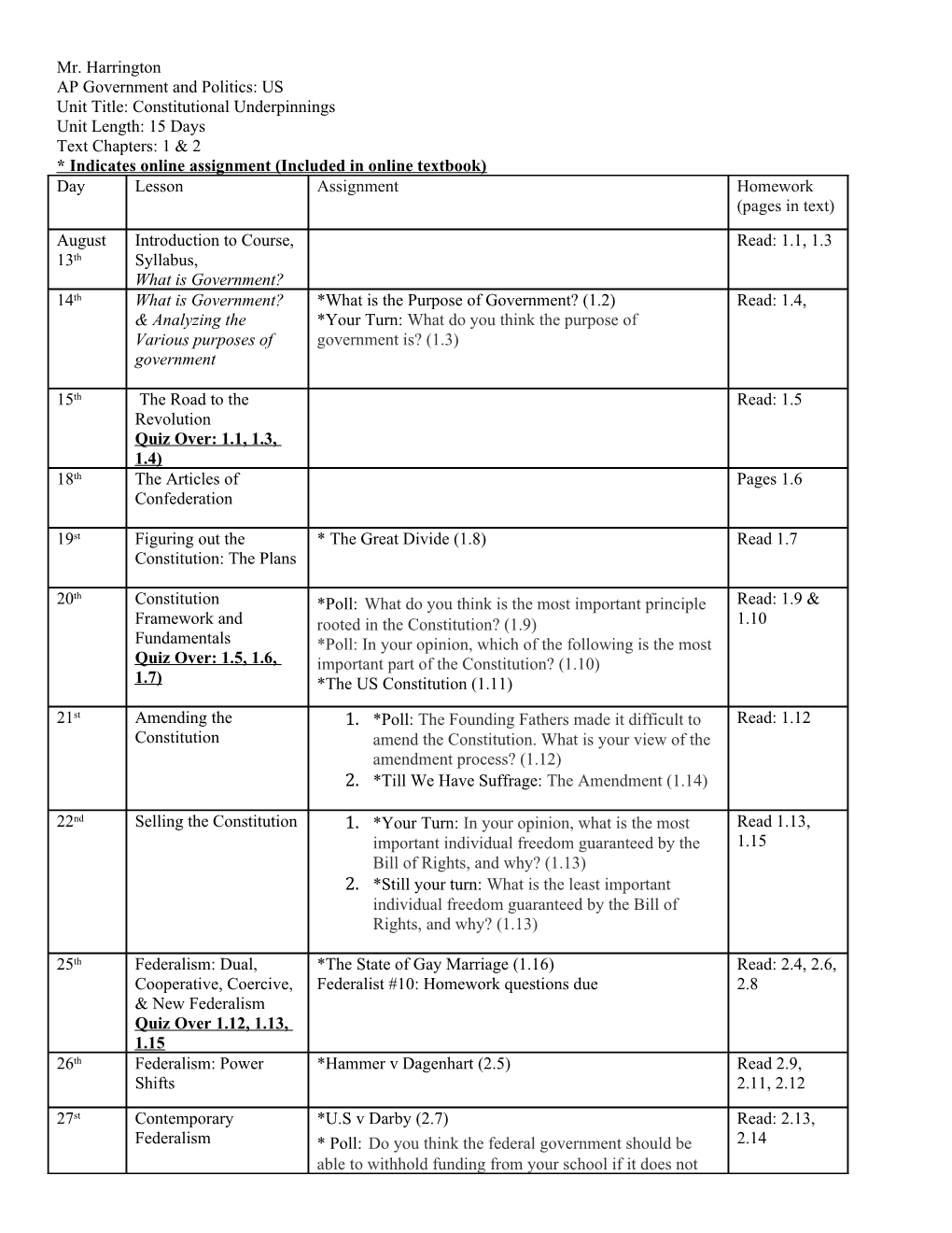 Unit Title: Constitutional Underpinnings