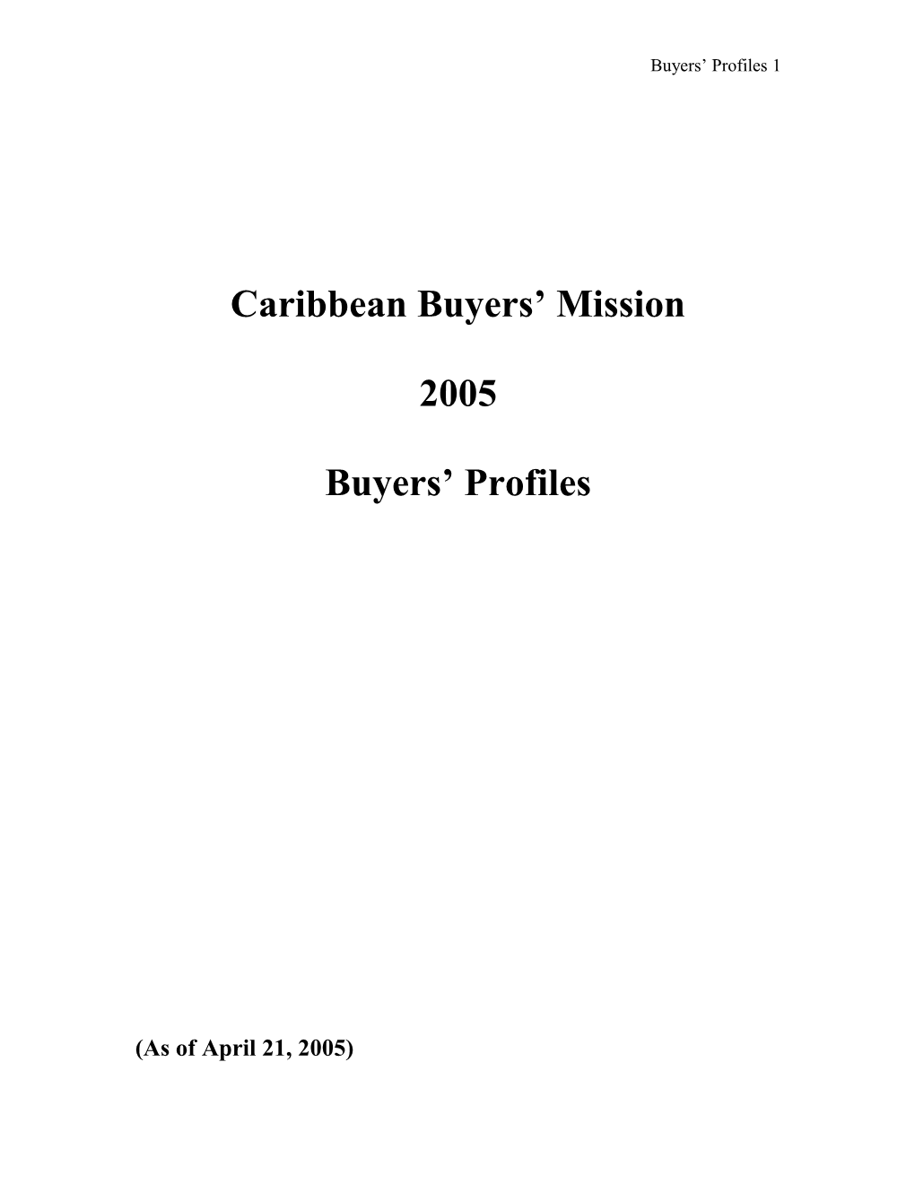 Caribbean Buyers Mission