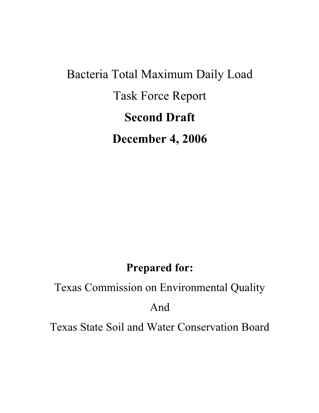 Bacterial Total Maximum Daily Load Task Force Report