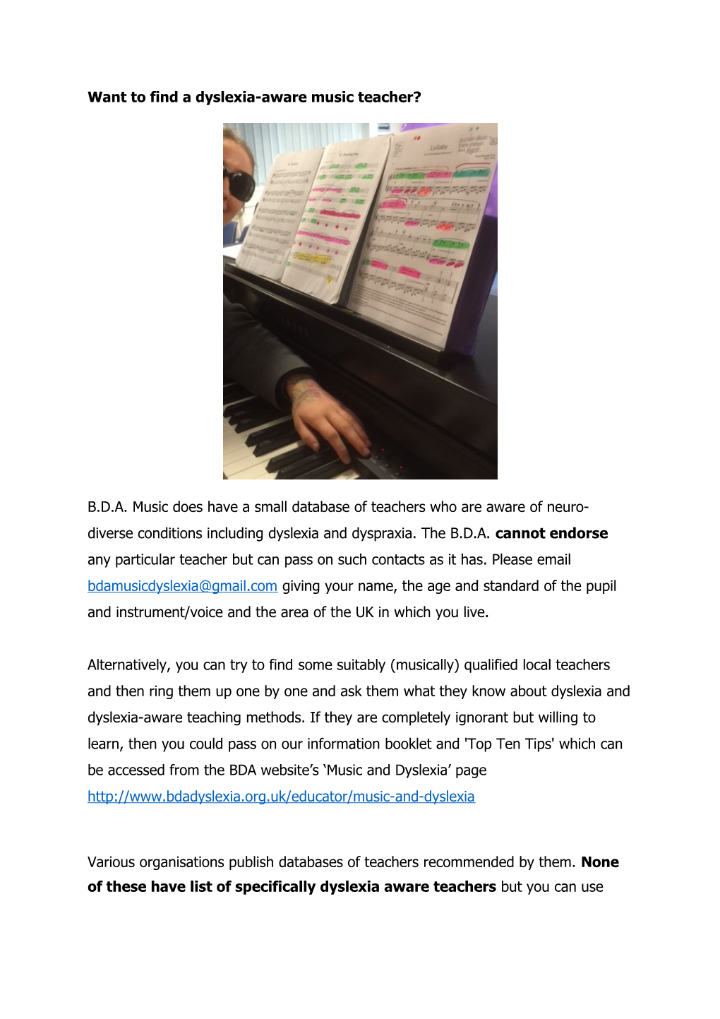 Want to Find a Dyslexia-Aware Music Teacher?