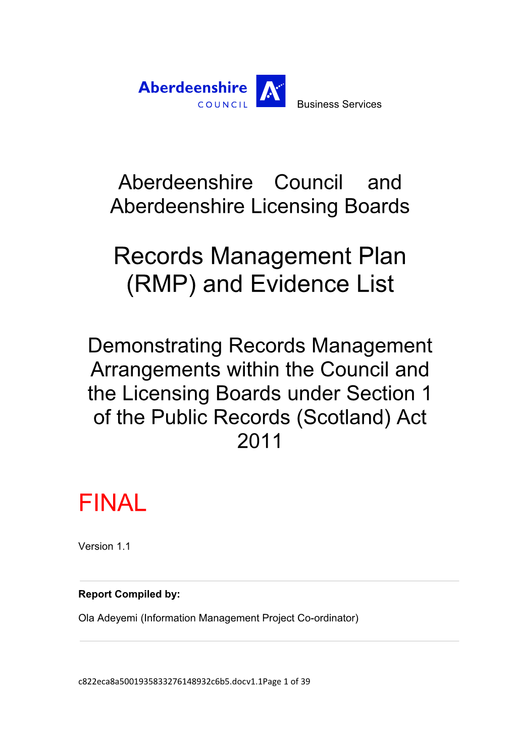 Aberdeenshire Council and Aberdeenshire Licensing Boards
