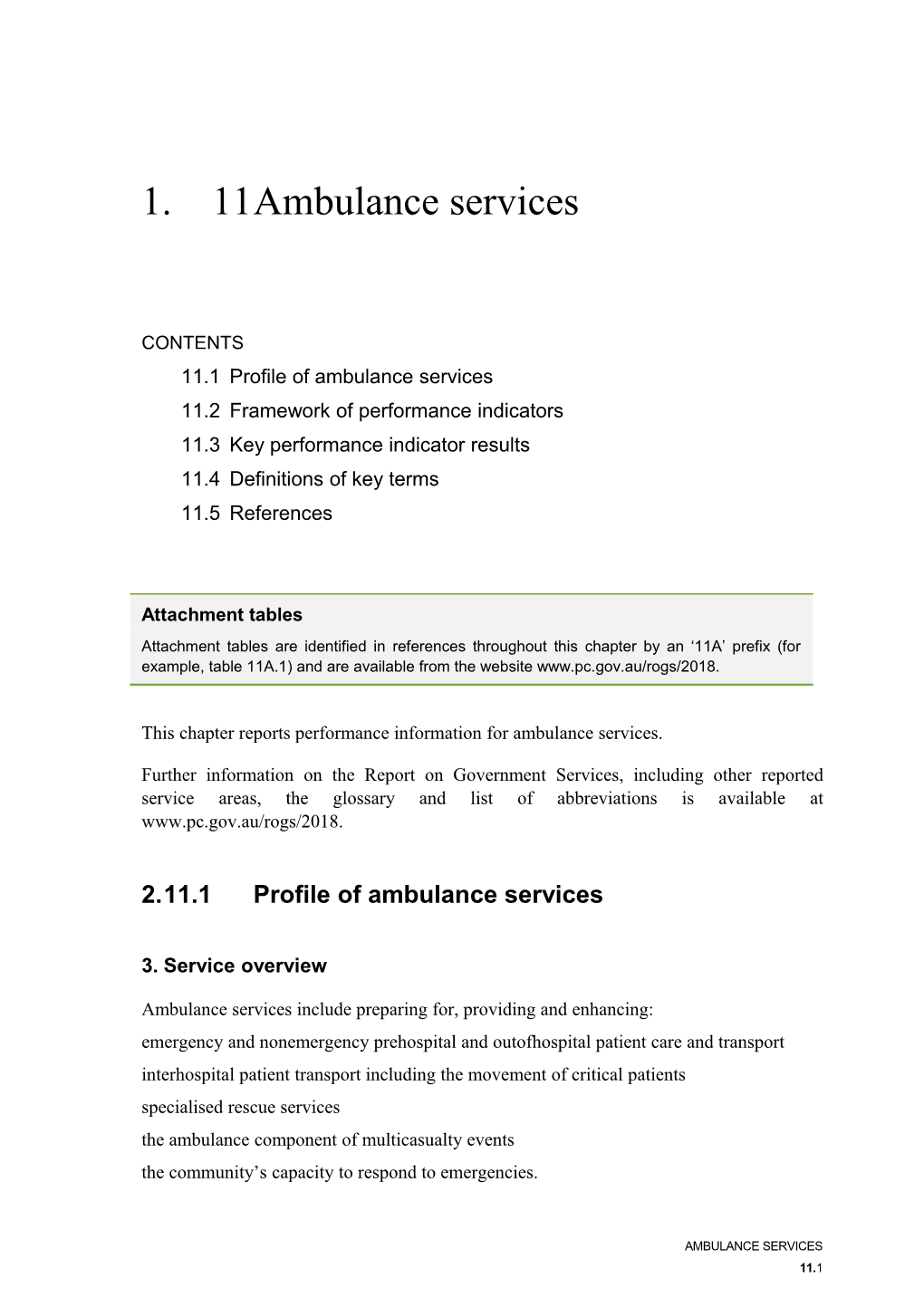 Chapter 11 Ambulance Services - Report on Government Services 2018