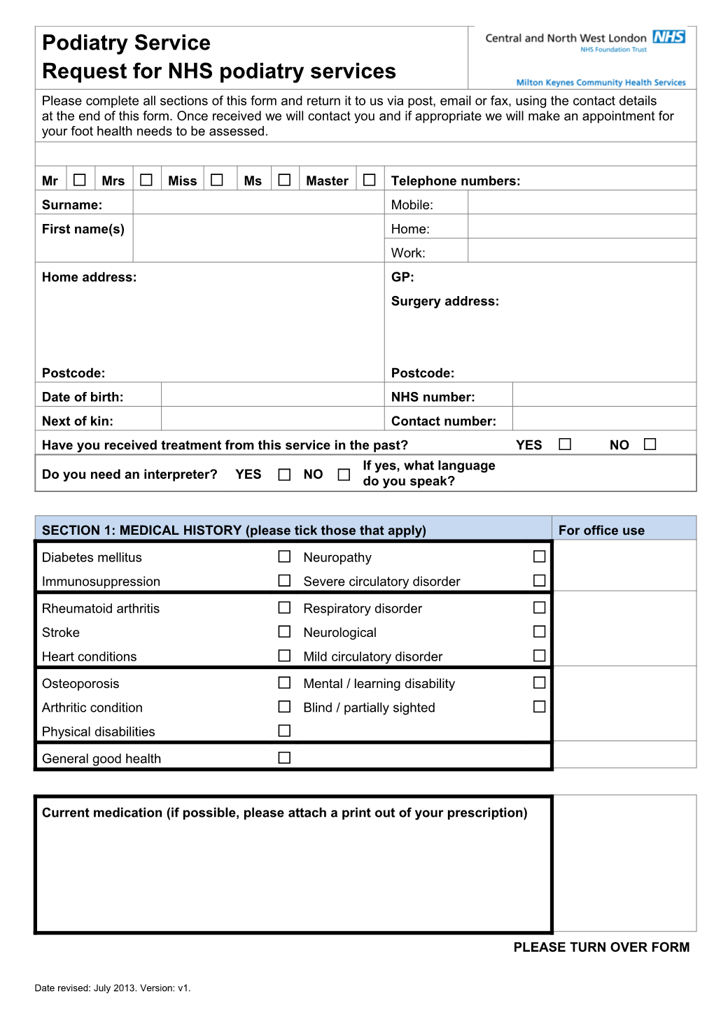 Date Revised: July 2013. Version: V1