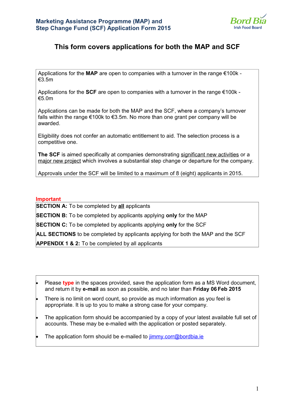 Step Change Fund (SCF) Application Form 2015