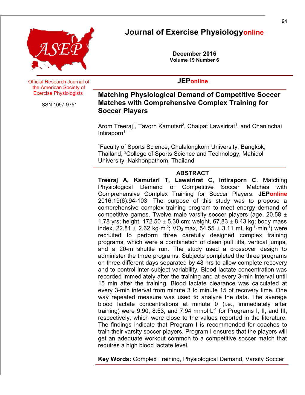 Matching Physiological Demand of Competitive Soccer Matches with Comprehensive Complex