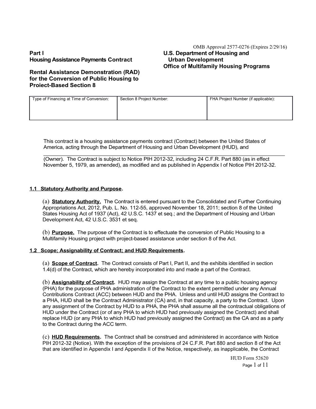 1.1 Statutory Authority and Purpose