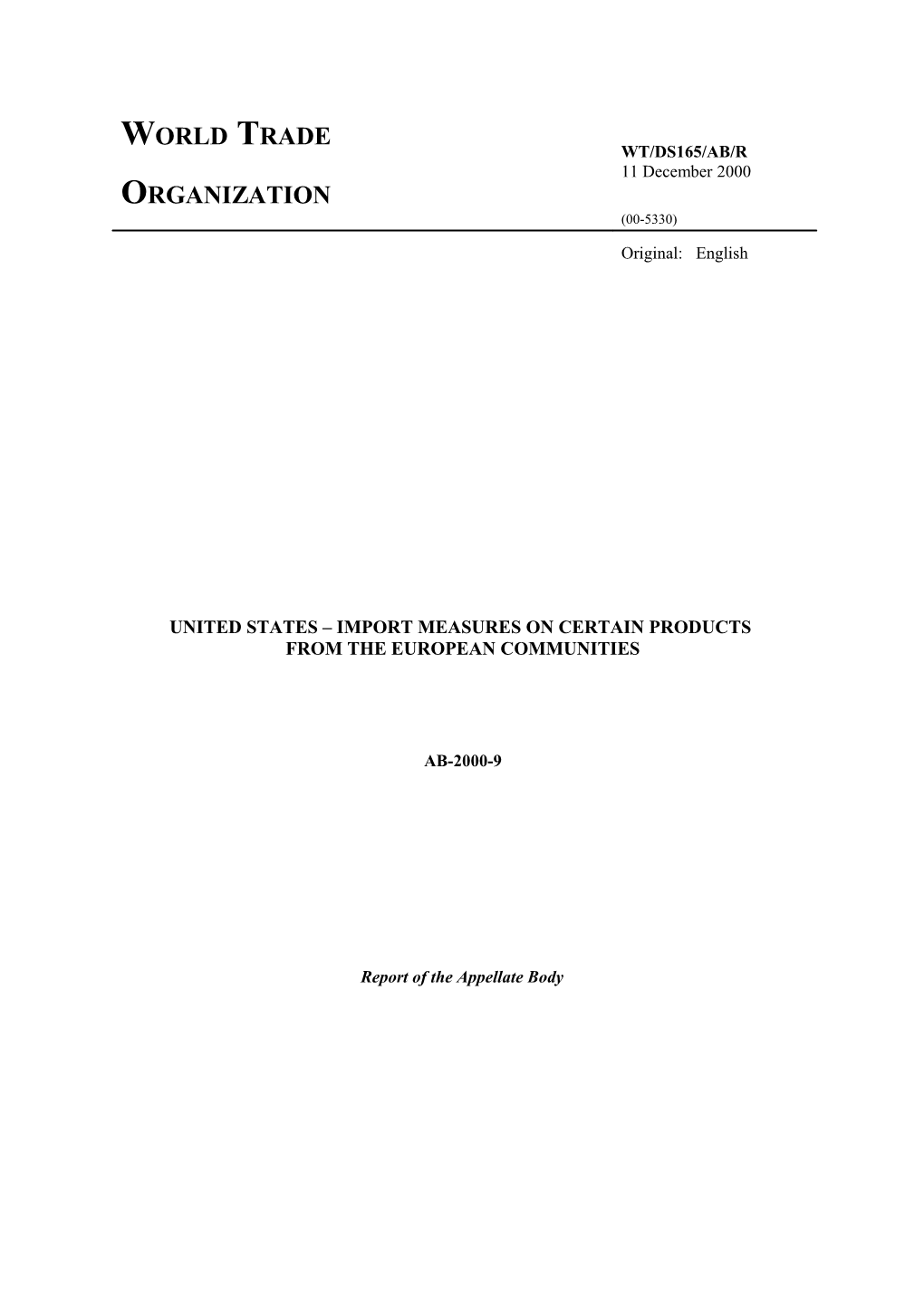United States Import Measures on Certain Products