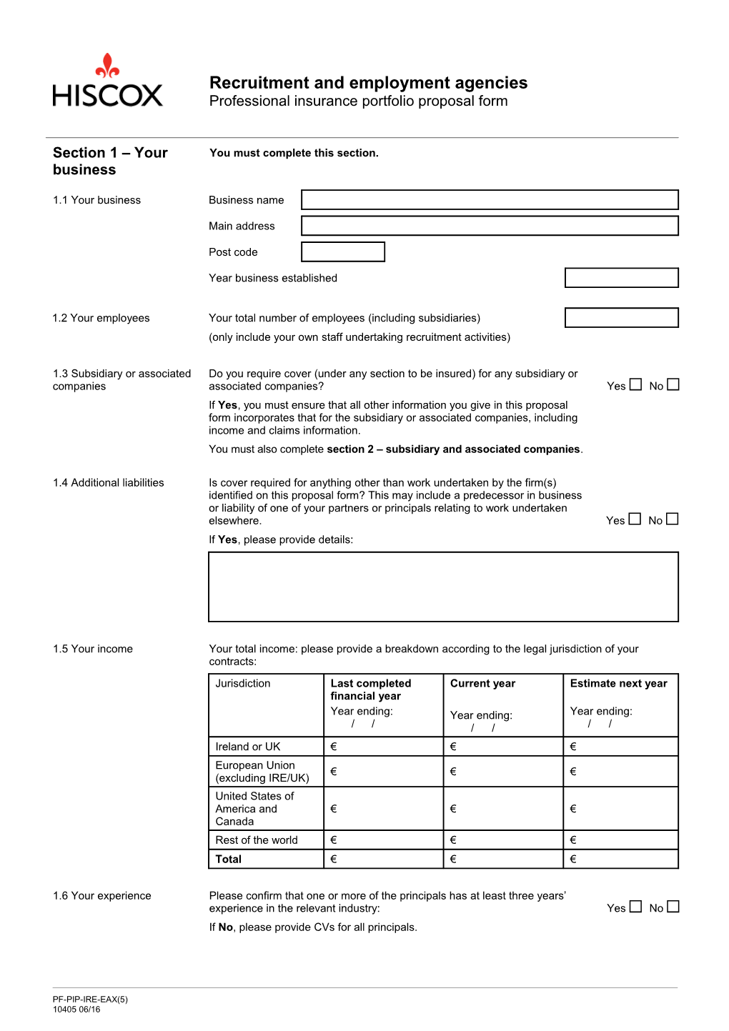 Recruitment Consultants - Proposal Form (Ireland)