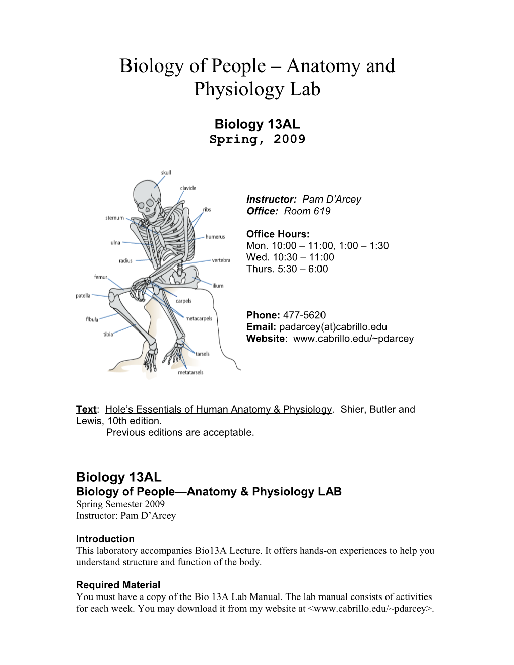 Biology of People Anatomy and Physiology Lab