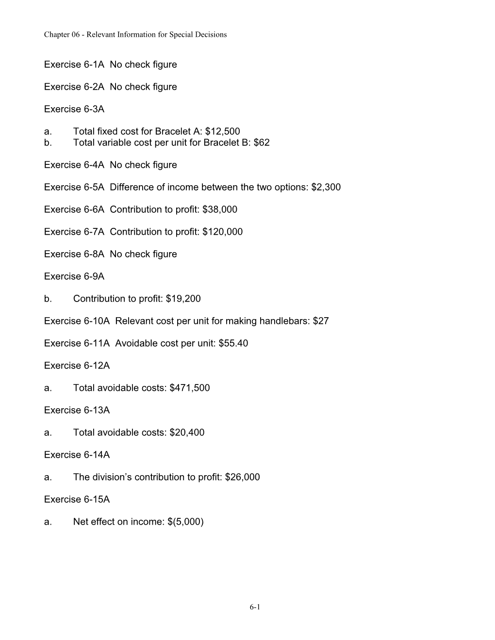 Chapter 06 - Relevant Information for Special Decisions