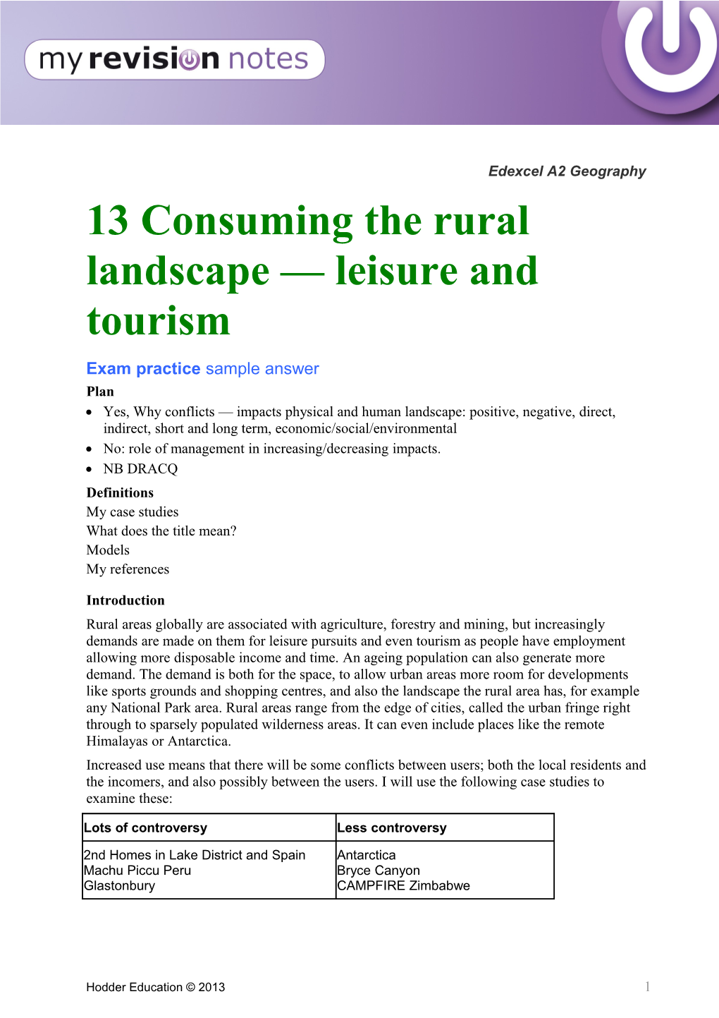 13 Consuming the Rural Landscape Leisure and Tourism