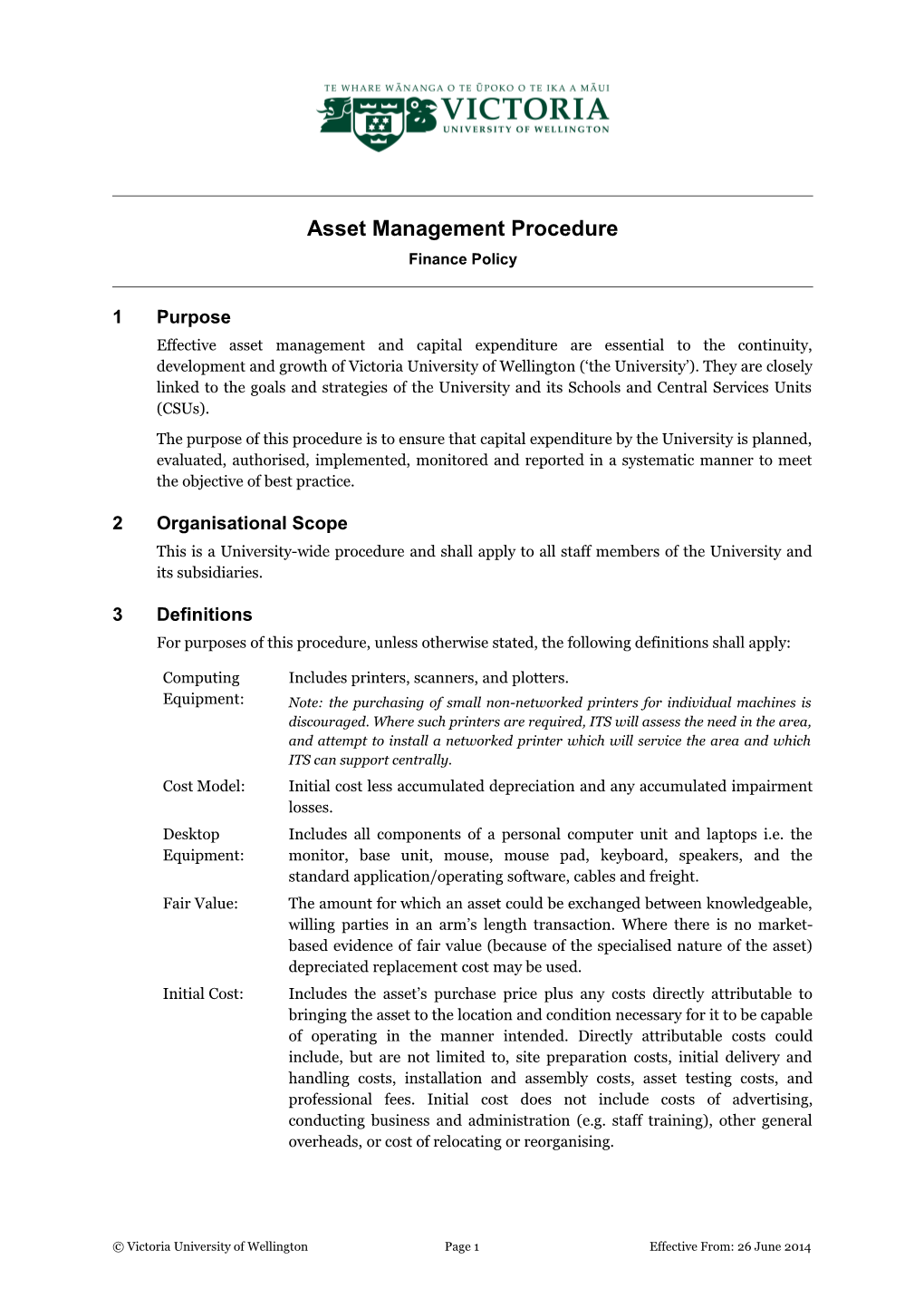 Asset Management Procedure